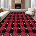 Rustic Red Black Houndstooth Squares Rug