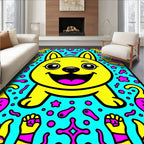 Happy Yellow French Bulldog Bubble Blast Rug