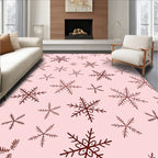 Burgundy Snowflake Scatter on Pink Rug