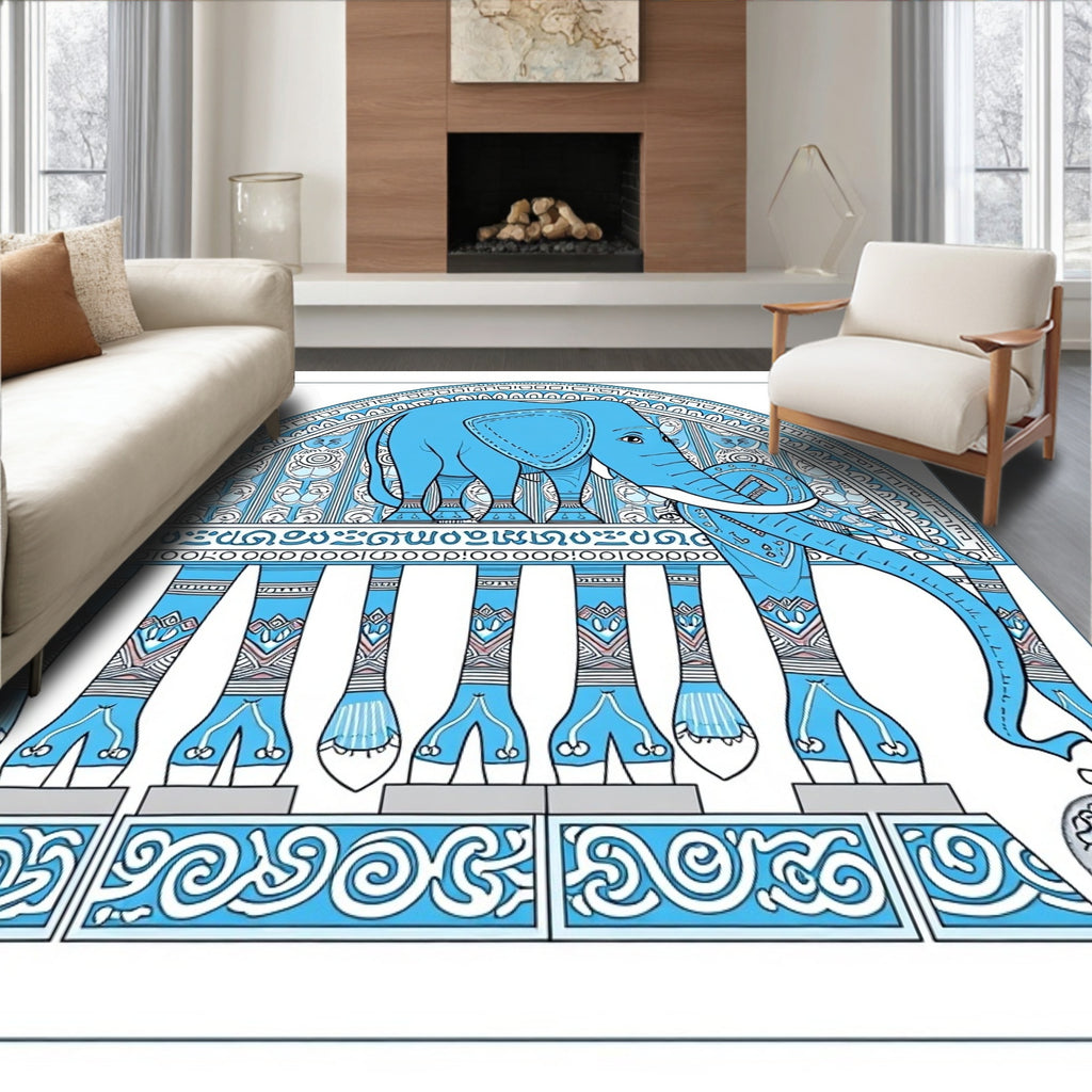 Cerulean Elephant Archway Medallion Rug
