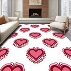 Crimson Double Heart Embellished Romance Rug