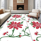 Red Floral Vine Tile Rug