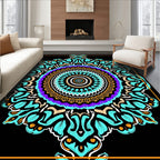 Vivid Teal Purple Mandala Bloom Rug