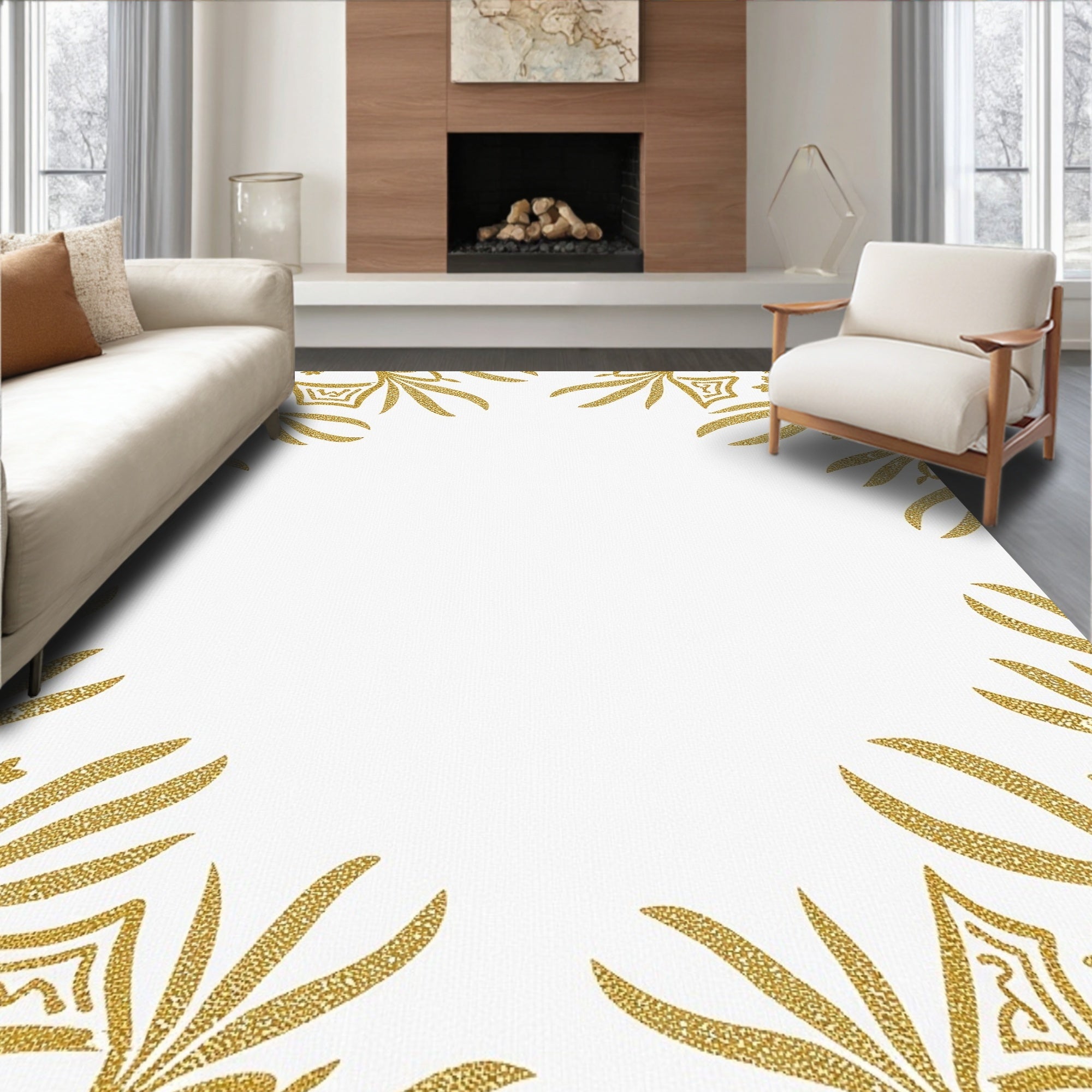 Golden Snowflake Corner Accents Rug