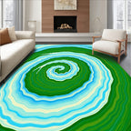 Abstract Green Blue Swirl Rug