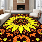 Vibrant Yellow Sunflower Mandala Rug