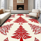 Crimson Winter Evergreen Forest Rug