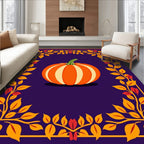 Orange Pumpkin Autumn Foliage Border Rug