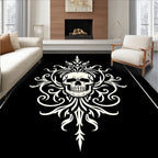 Cream Skull Floral Swirl Accent Rug