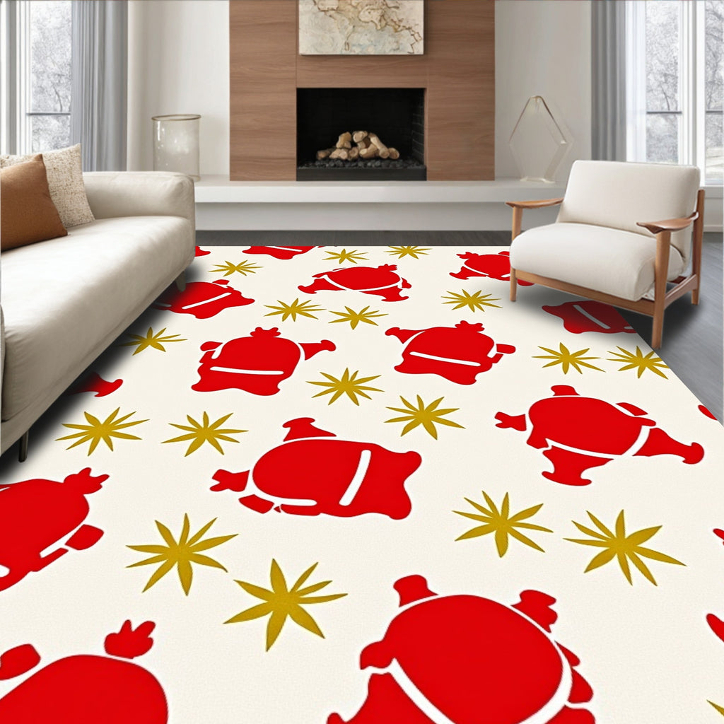 Red Sumo Figures Gold Stars Scatter Rug
