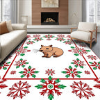 Cute Critter Snowflakes Border Rug