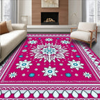 Charming Pink Snowflake Medallion Rug