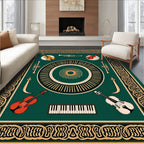 Vintage Musical Instruments Gold Border Rug