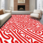 Bold Red Abstract Swirls Rug