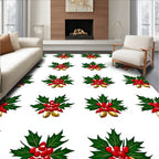 Red Holly Berry Gold Bell Cluster Rug