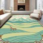 Pastoral Horse Mountain Landscape Rug