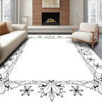 Outline Floral Vine Border Framing Elements Rug