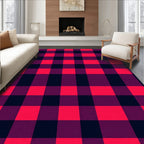 Vibrant Crimson Plaid Squares Rug