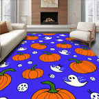Spooky Orange Pumpkins Dancing Ghosts Rug