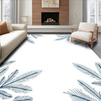 Deep Blue Feathered Branch Corner Accent Rug