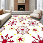 Winter Red and Yellow Snowflake Medallions Rug