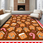 Gingerbread Houses Candy Cane Collage Rug