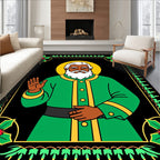 Vibrant Emerald Green Portrait Border Rug