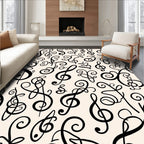 Monochromatic Musical Notes Swirls Rug
