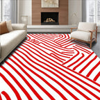Bold Red Abstract Lines Rug