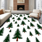 Dark Green Pine Forest Grove Repeating Rug