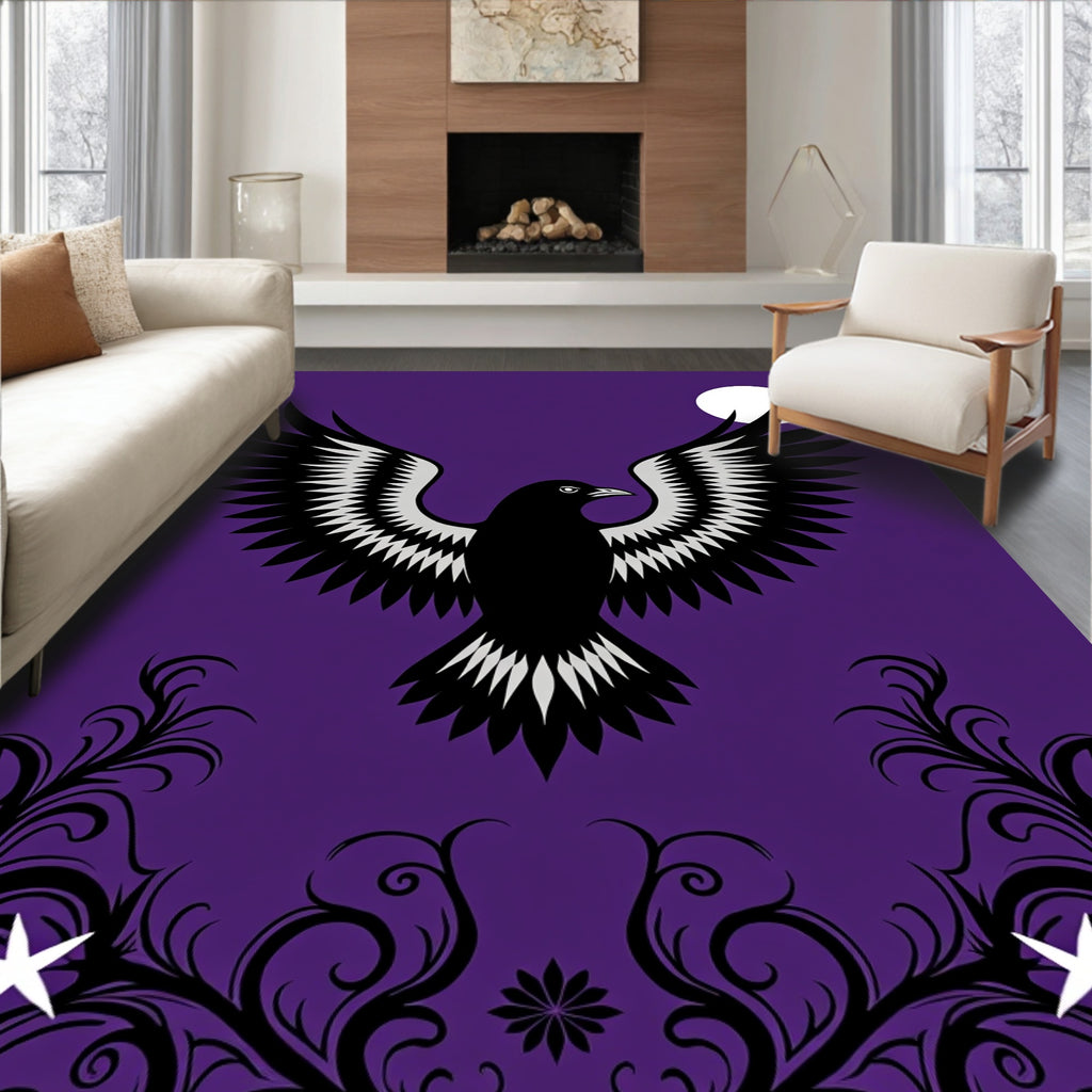 Purple Crow Moon Swirl Accent Rug