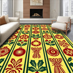 Festive Red Green Holiday Ornaments Rug