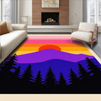 Vivid Sunset Mountain Pine Forest Rug