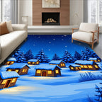 Cozy Winter Vilage Starry Night Rug