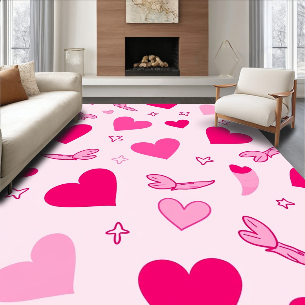 Pink Hearts And Stars Rug