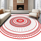 Crimson concentric circles mandala Rug
