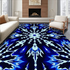 Radiant Blue Ice Crystal Mandala Rug
