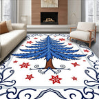 Vibrant Blue Feathered Tree Stars Rug