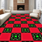Crimson Red Black Neon Geometric Rug