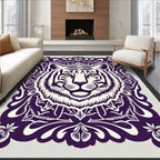 Majestic Tiger Head Ornamental Border Rug
