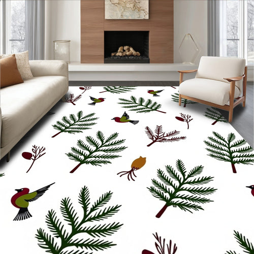 Birds and Fir Branches Repeat Rug