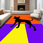 Bold Orange Purple Dog Graphic Rug
