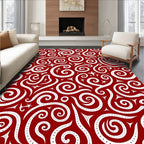 Crimson White Swirl Starburst Medallion Rug
