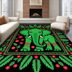 Green Elephant Surrounded By Foliage Rug