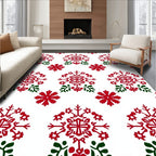 Festive Red Snowflake Medallion Rug