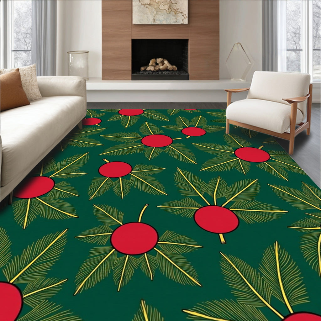 Crimson Berry Green Leaf Radiance Rug