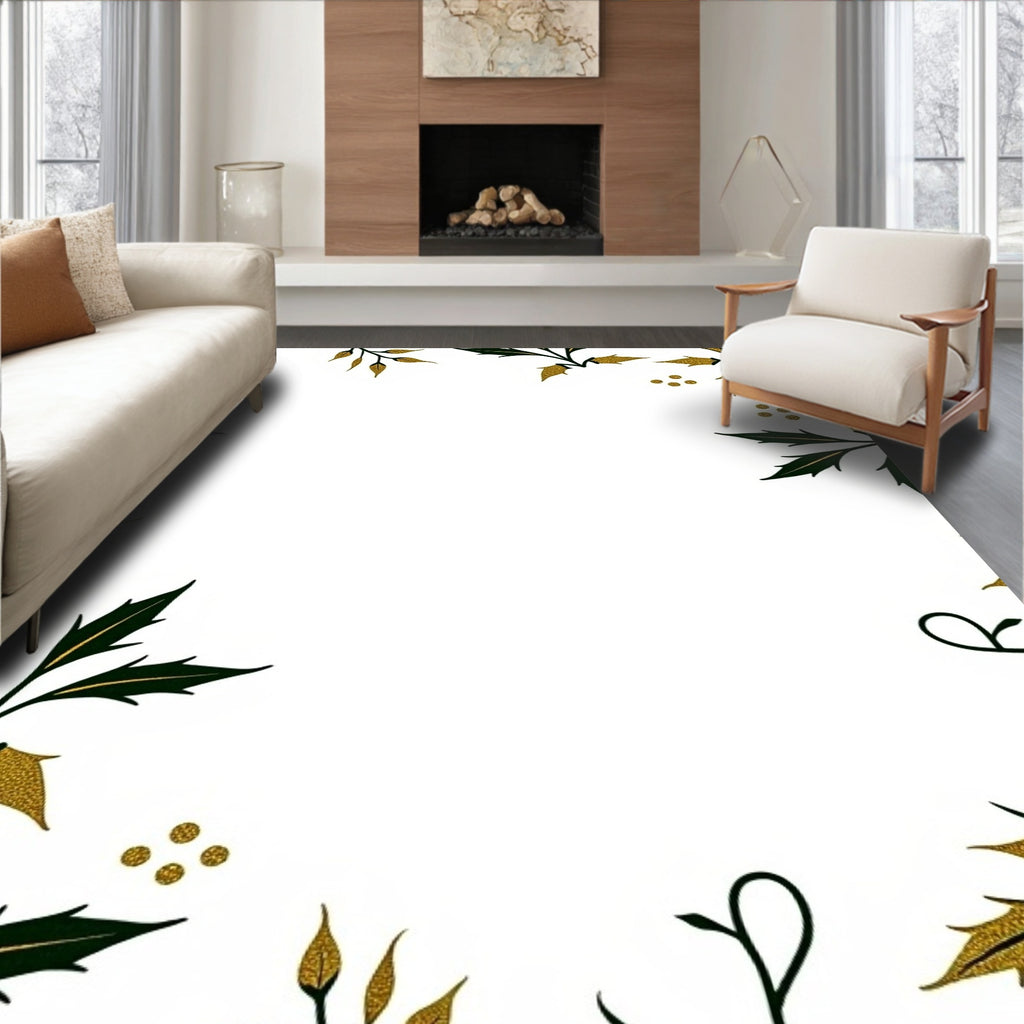 Gold leaf corner vine detail Rug