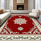 Elegant Crimson Floral Border Medallion Rug