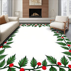Evergreen Holly Berry Garland Border Rug