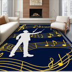 Conductor Silhouette With Yellow Music Notes Rug